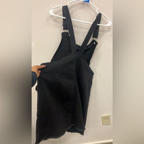Black Label Black Denim Overalls Dress large - Picture 3 of 3